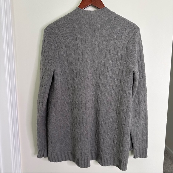 Ralph Lauren 100% Cashmere Grey Cable Knit Open Cardigan Size Medium - Picture 3 of 10